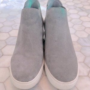 Steve Madden Sultan Chelsea Gray Suede Snake Print Raised Wedge Sneaker Shoe Sz8